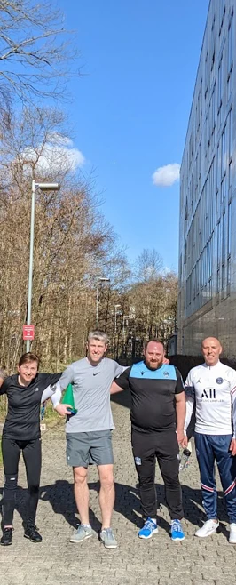 Students and staff taking part in outdoor exercise Students and staff taking part in outdoor exercise